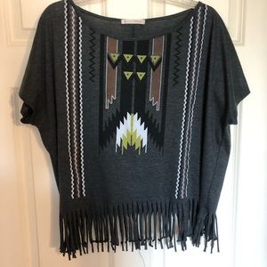 Dark Gray Fringe Top Size L